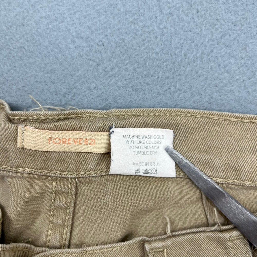 Forever 21 Womens XS Khaki Tan Cotton‎ Wide Leg Cargo Utility Pants Vtg Y2K USA - Picture 9 of 14